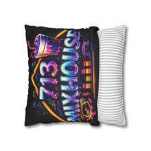 Load image into Gallery viewer, 713 Mixhouse Faux Suede Pillowcase — Neon DJ Music Room Accent