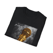 Load image into Gallery viewer, Golden Microphone Unisex T-Shirt, Music Lover Gift, Karaoke Night Apparel, Softstyle Tee, Unique Fashion Statement