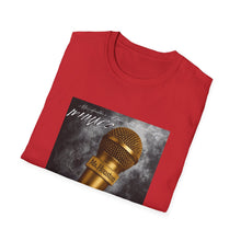 Load image into Gallery viewer, Golden Microphone Unisex T-Shirt, Music Lover Gift, Karaoke Night Apparel, Softstyle Tee, Unique Fashion Statement
