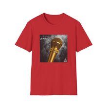 Load image into Gallery viewer, Golden Microphone Unisex T-Shirt, Music Lover Gift, Karaoke Night Apparel, Softstyle Tee, Unique Fashion Statement