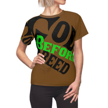 Load image into Gallery viewer, God Before Greed Women's AOP Cut & Sew Tee