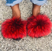 Load image into Gallery viewer, Fur Slides For Women Fluffy Hot Sale Summer Amazing Furry Sandals Non-slip Fluffy Plush Shoes Brand Luxury Slides Fur Slippers
