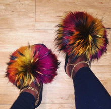 Load image into Gallery viewer, Fur Slides For Women Fluffy Hot Sale Summer Amazing Furry Sandals Non-slip Fluffy Plush Shoes Brand Luxury Slides Fur Slippers