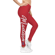 Load image into Gallery viewer, Madison( Red/White Lettering) Leggings