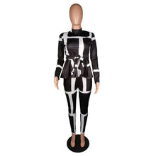 Load image into Gallery viewer, Sexy Two Piece Sets stripe Printed Skinny Pants Casual Suit Female Long Sleeve