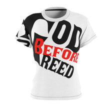 Load image into Gallery viewer, God Before Greed (Red)Women&#39;s AOP Cut &amp; Sew Tee
