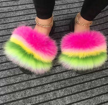 Load image into Gallery viewer, Fur Slides For Women Fluffy Hot Sale Summer Amazing Furry Sandals Non-slip Fluffy Plush Shoes Brand Luxury Slides Fur Slippers
