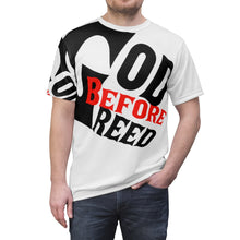 Load image into Gallery viewer, God Before Greed (Red) Unisex AOP Cut &amp; Sew Tee
