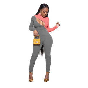 Sexy Knitted Ribbed Zipper Sweaters Jogger Pants Suit Active Wear Tracksuit Two Piece Set Fitness Outfits
